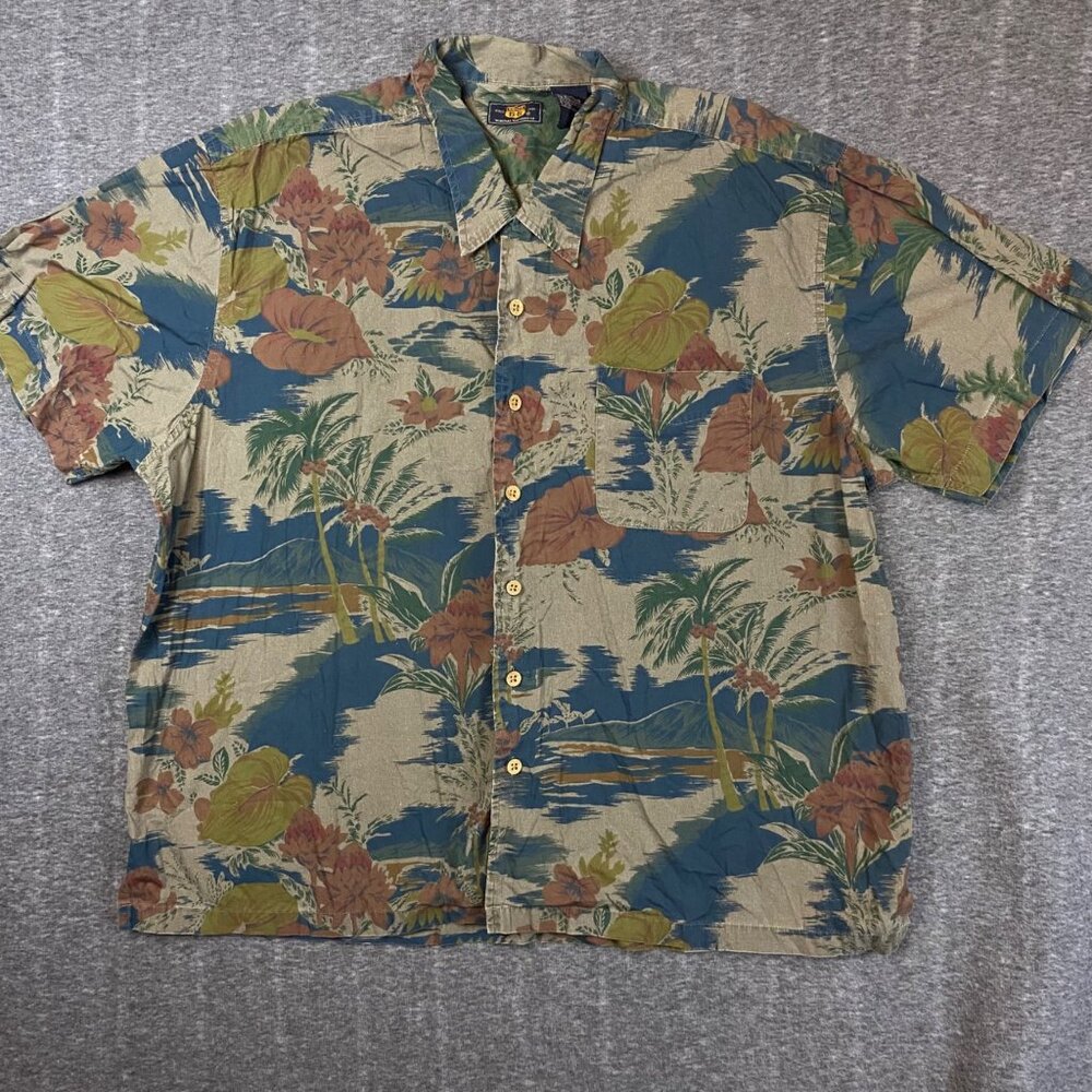 Vintage Route 66 Mens 3XL Hawaiian Shirt Floral 100% Cotton Button Short Sleeve
